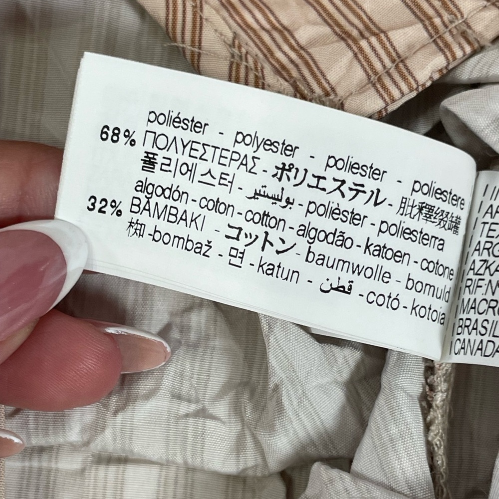 Zara Oversized Button Down Shirt Wrinkle Style Tan Apricot Striped Women’s‎ XS - Picture 16 of 16